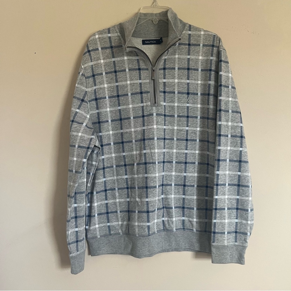 Vintage Nautica Sailing Gear Gray Checkered Sweatshirt Nautica Crewneck Size XL - Picture 3 of 12